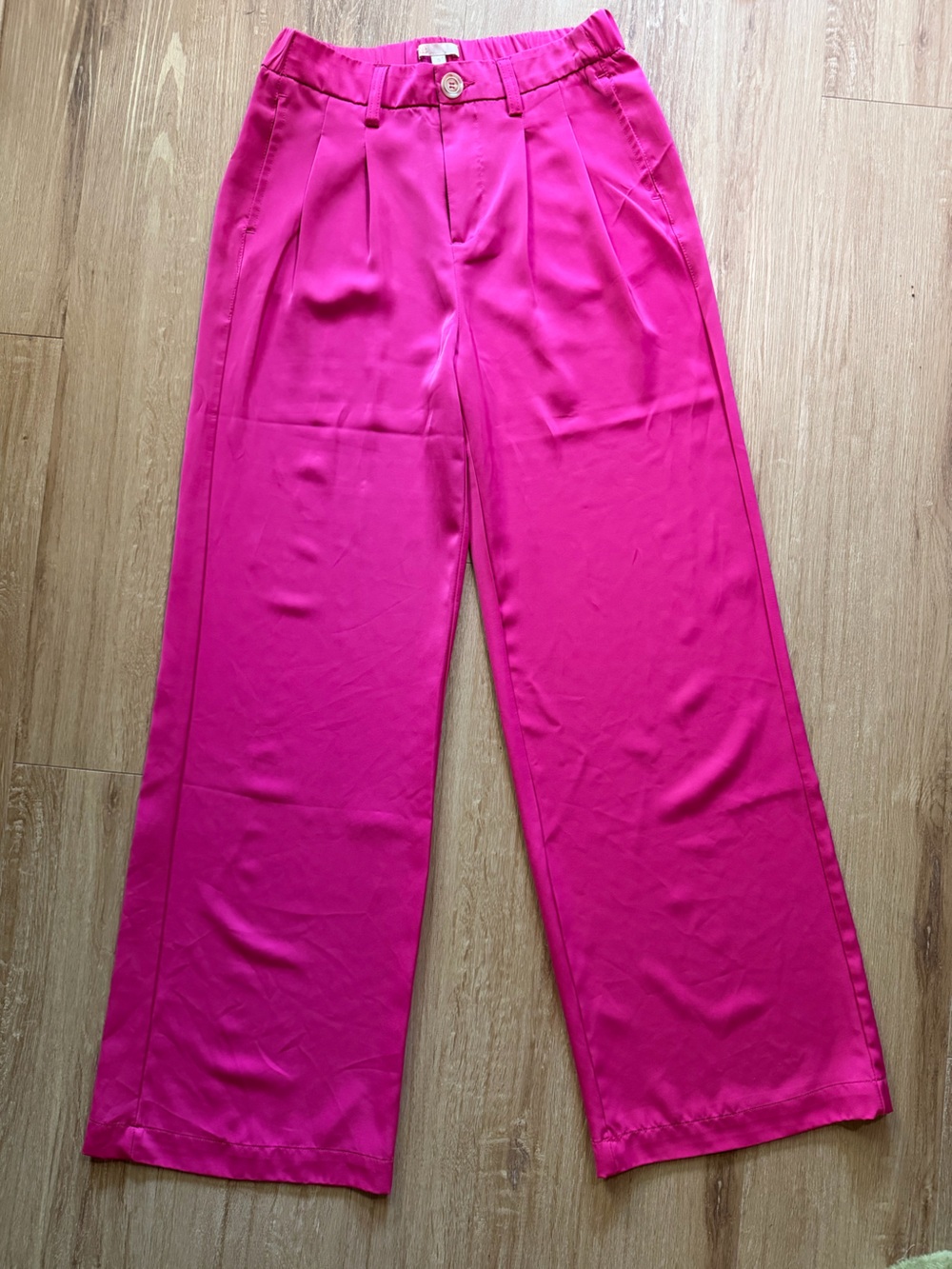 Gianni Bini Wide-Leg High-Rise Silk Women's Pants - Hot Pink - Picture 3 of 4